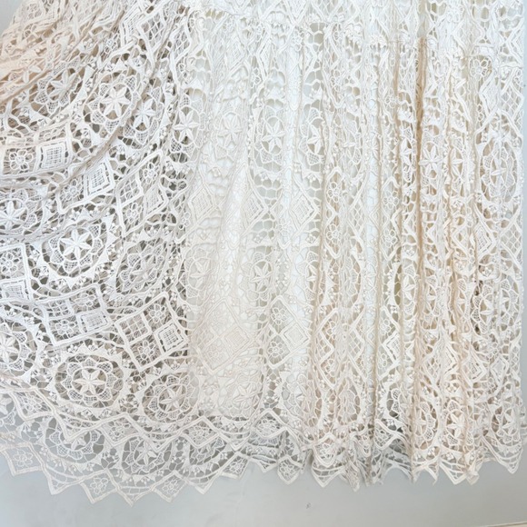 Kite & Butterfly Guipure lace Crochet Off Shoulder Ivory Wedding Gown Boho Beach - Picture 12 of 17